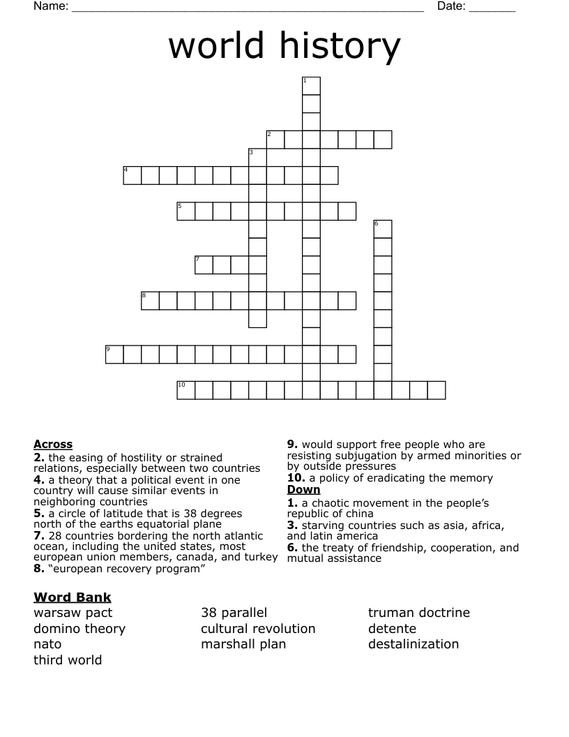 world history Crossword