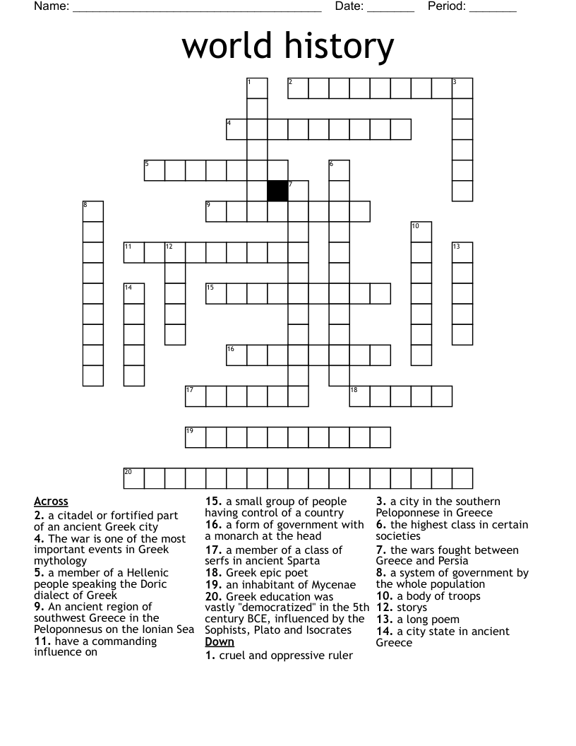 world history Crossword