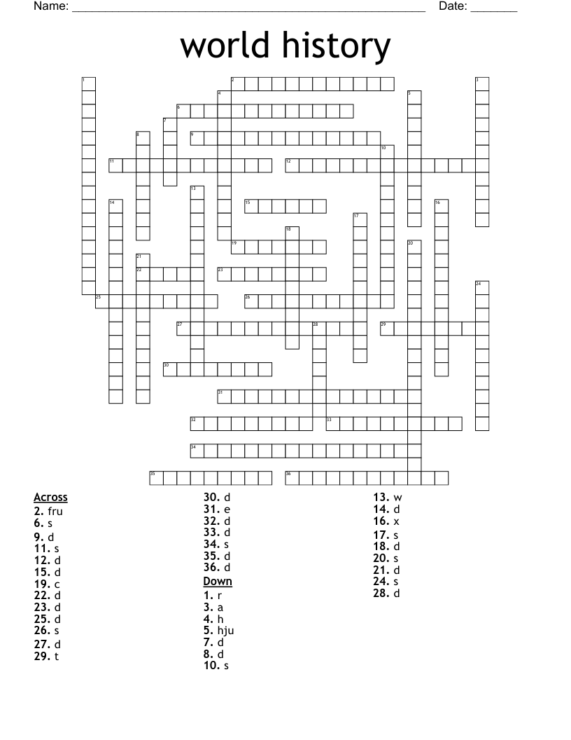 world history  Crossword