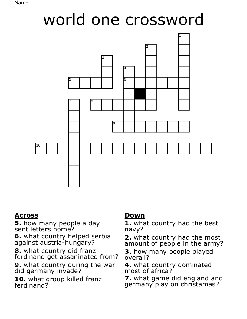 world one crossword