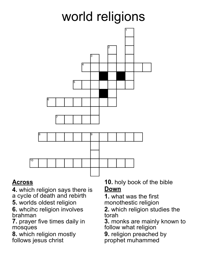 world religions Crossword