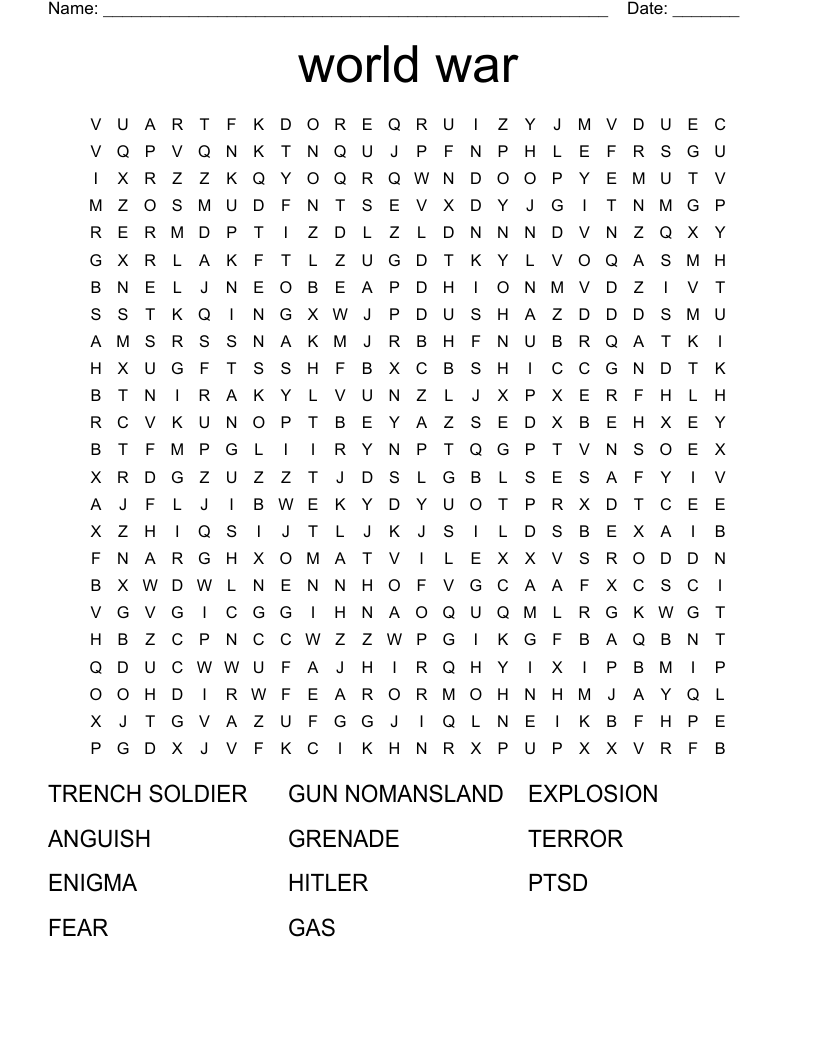 world war Word Search