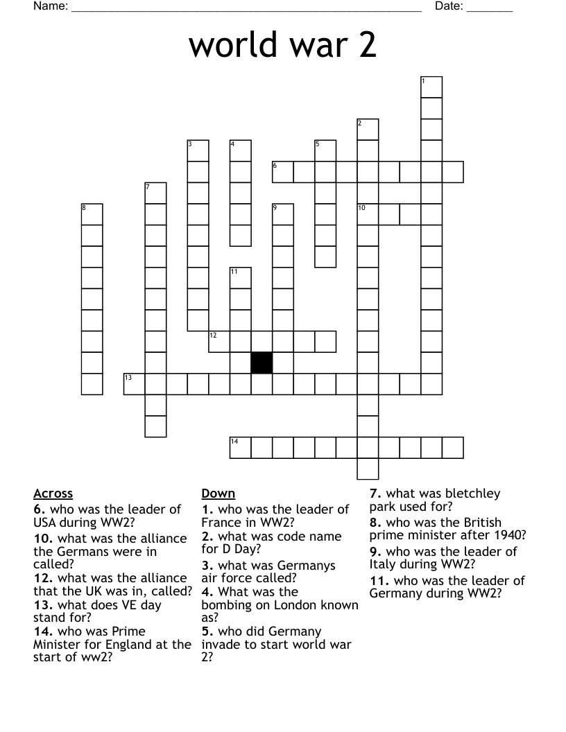 world war 2 Crossword