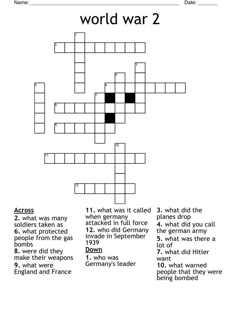 world war 2 Crossword