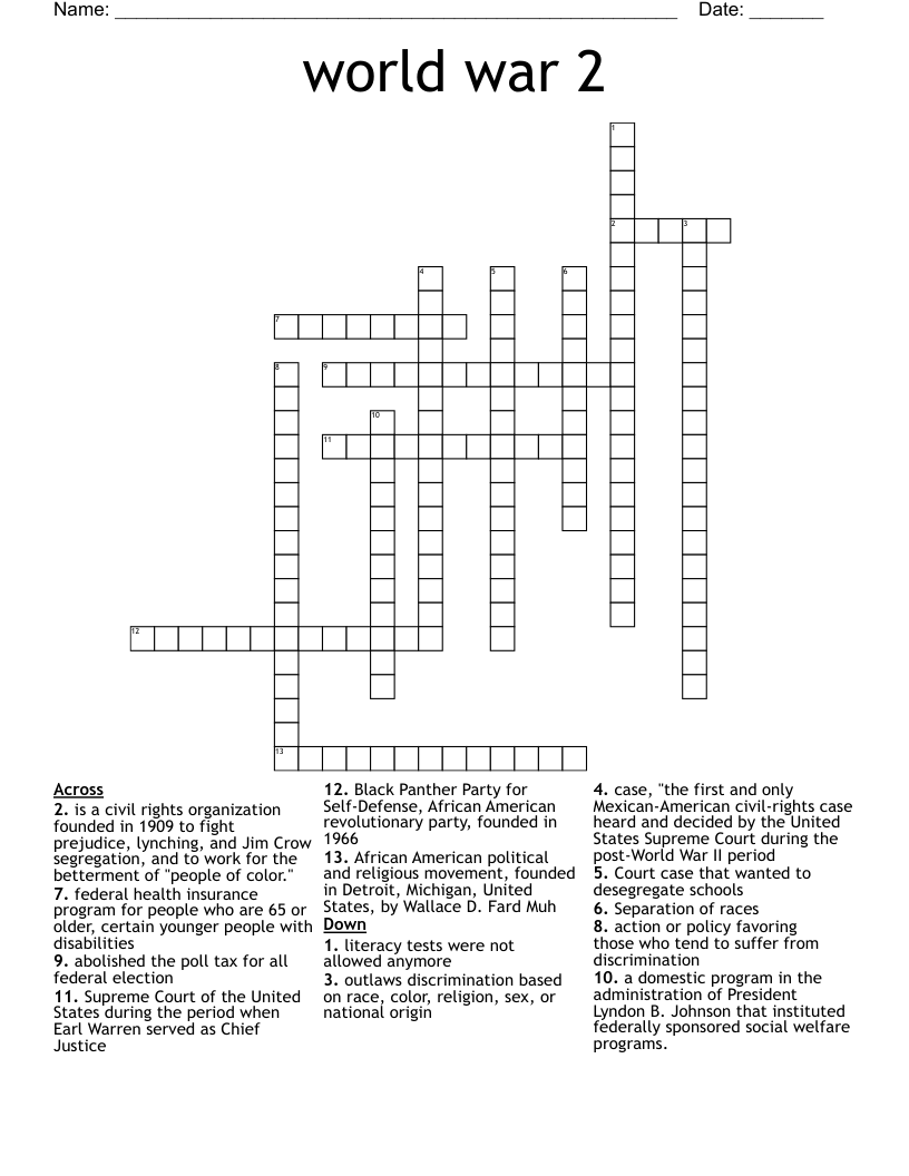 world war 2 Crossword