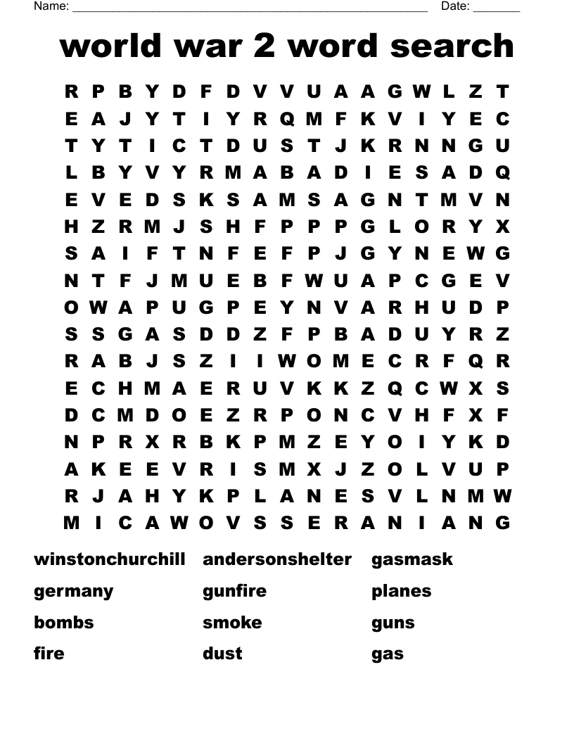 world war 2 word search