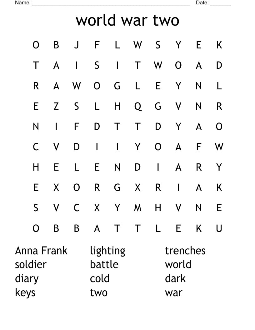 world war two Word Search