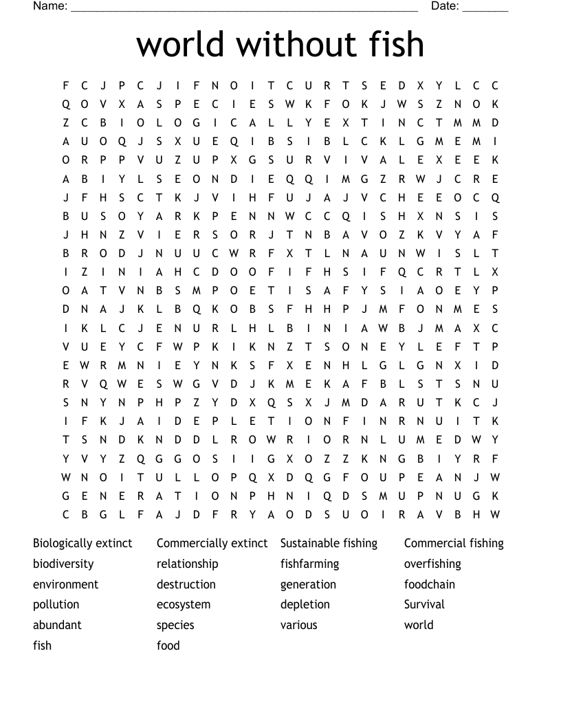 world without fish Word Search