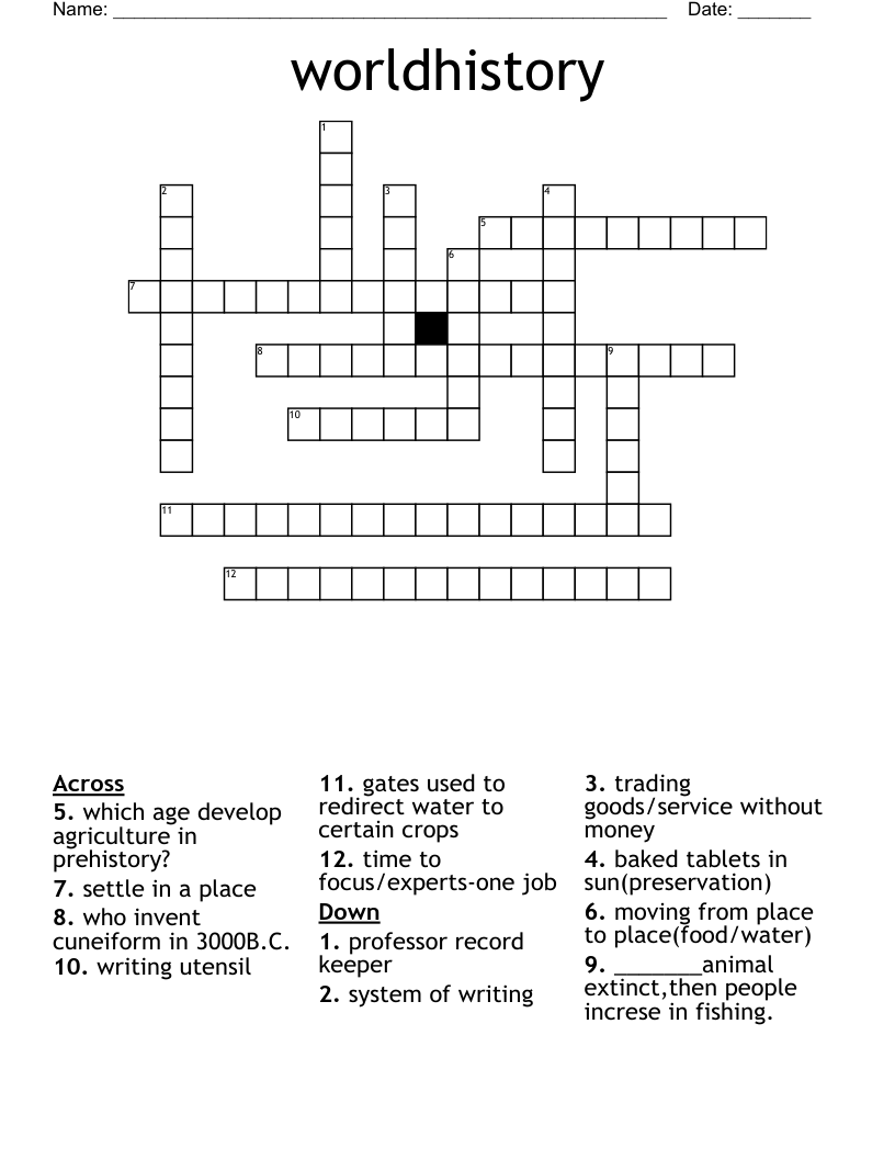 worldhistory  Crossword