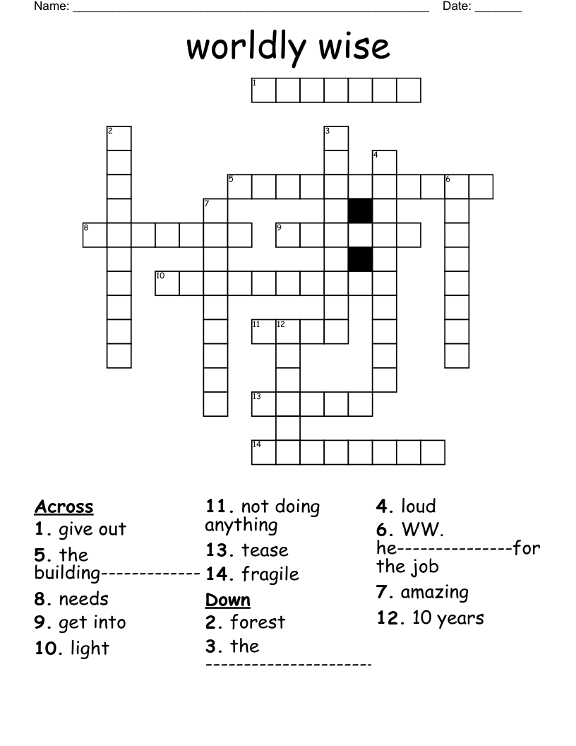 worldly wise Crossword