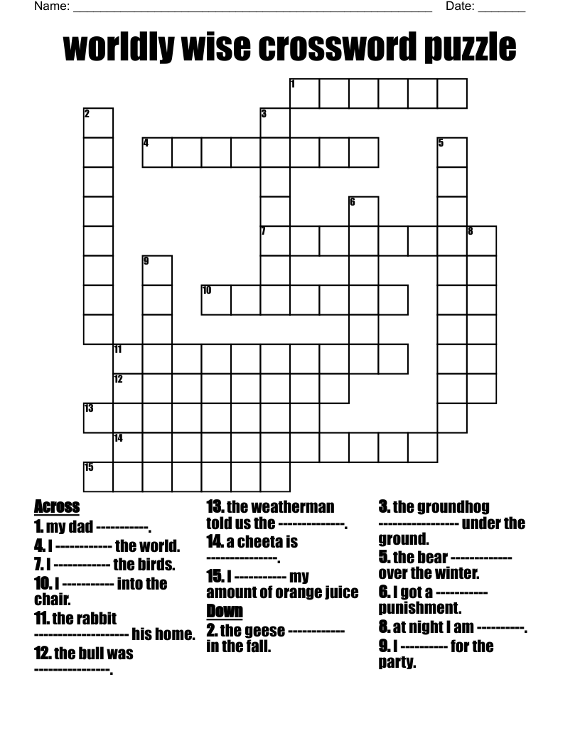 worldly wise crossword puzzle