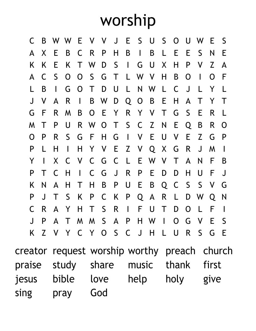 worship Word Search