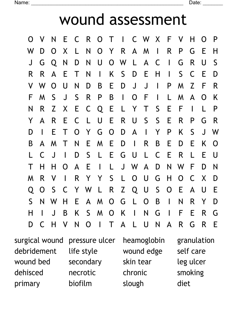 wound assessment Word Search
