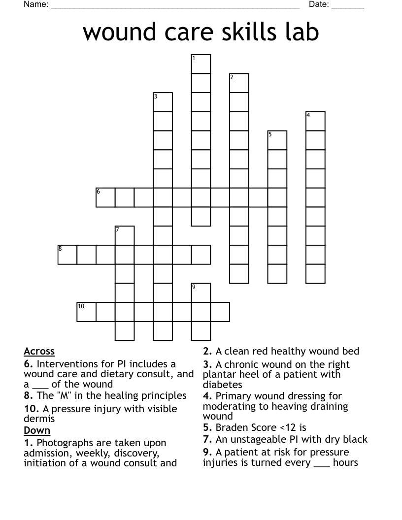 wound care skills lab Crossword