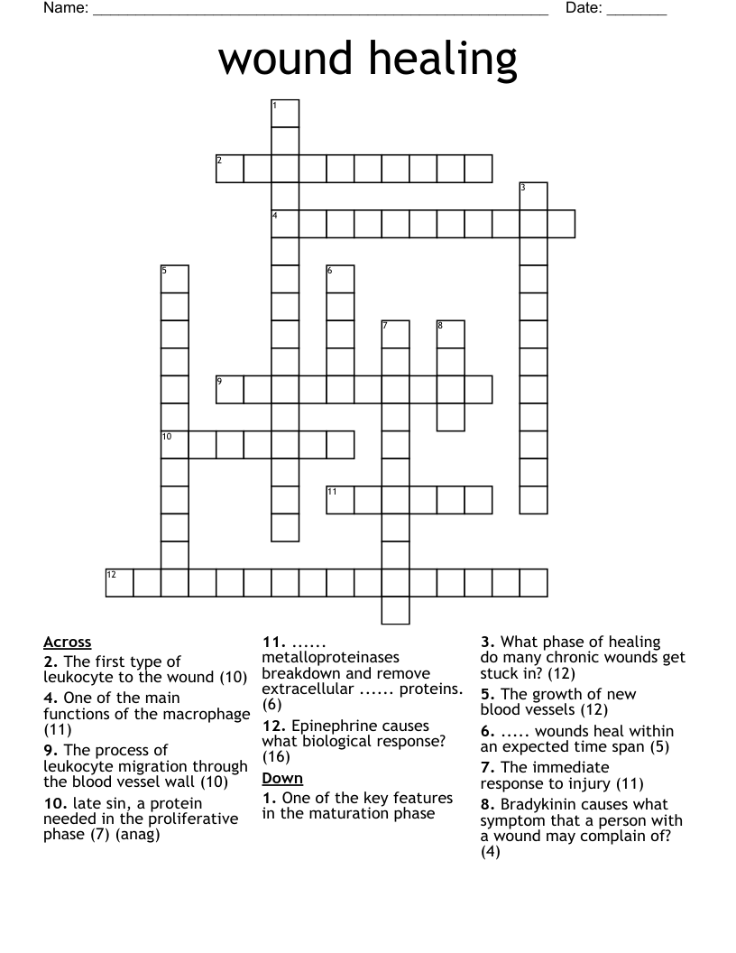 wound healing Crossword