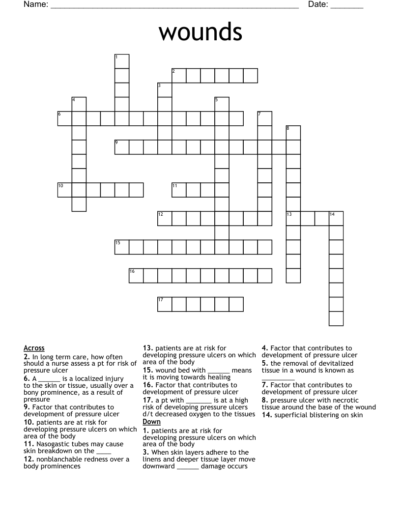 wounds  Crossword