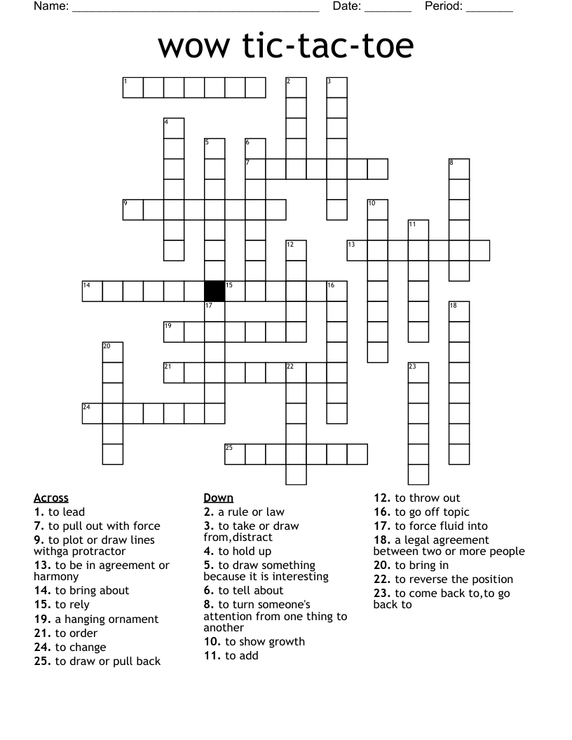 wow tic-tac-toe Crossword