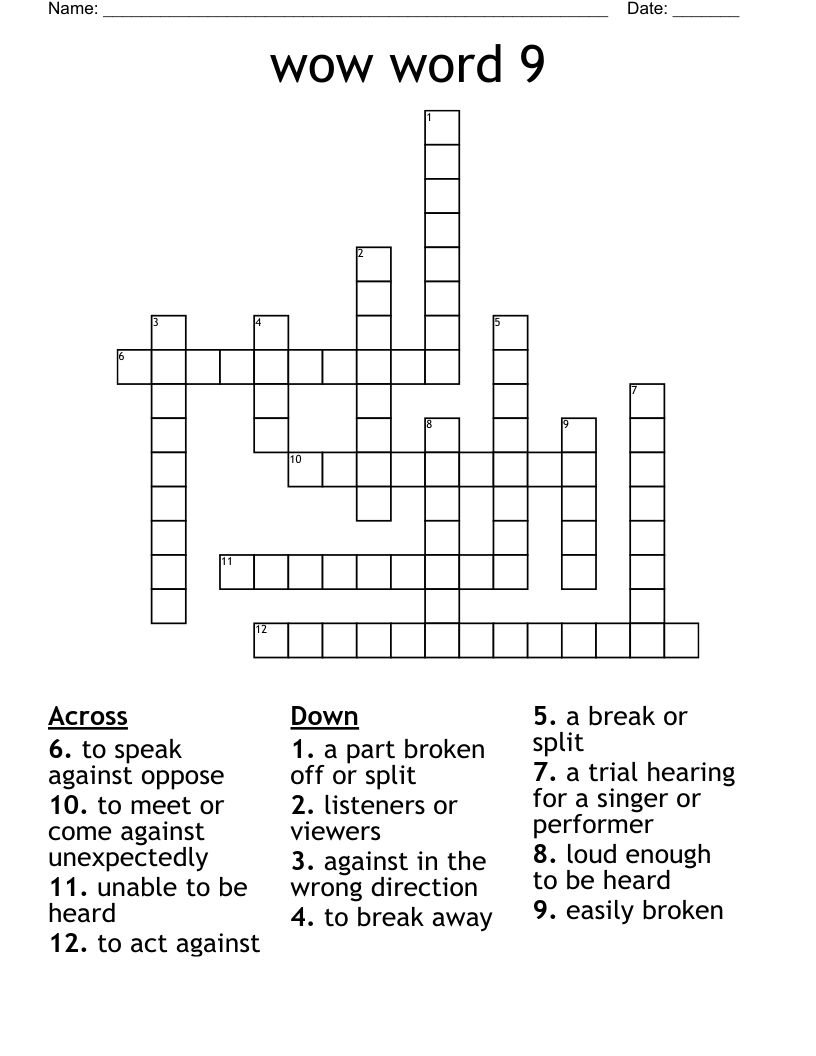 wow word 9 Crossword