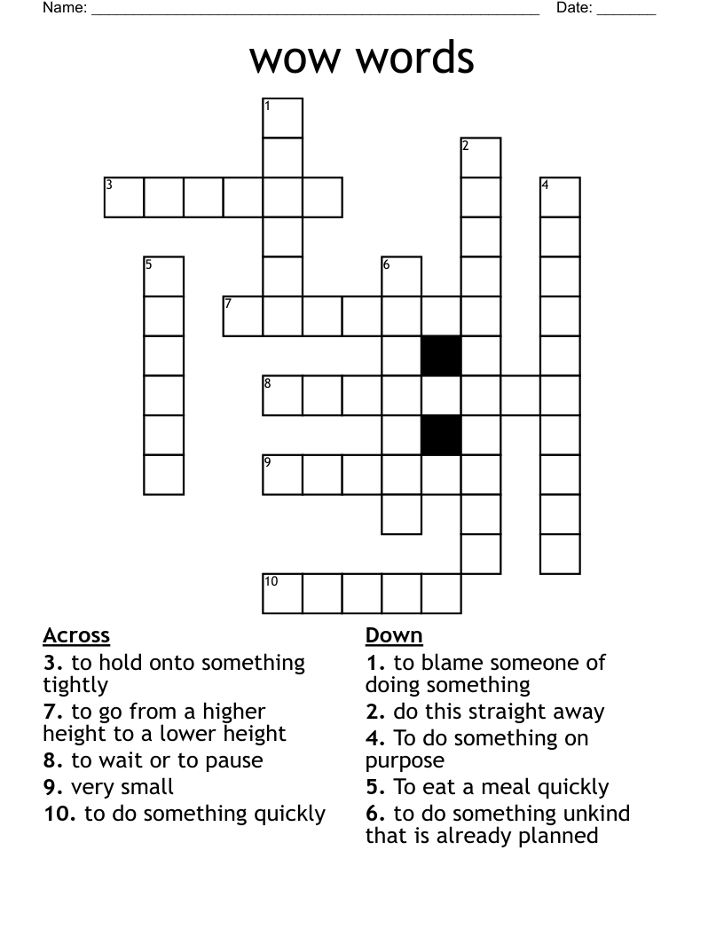 wow words Crossword