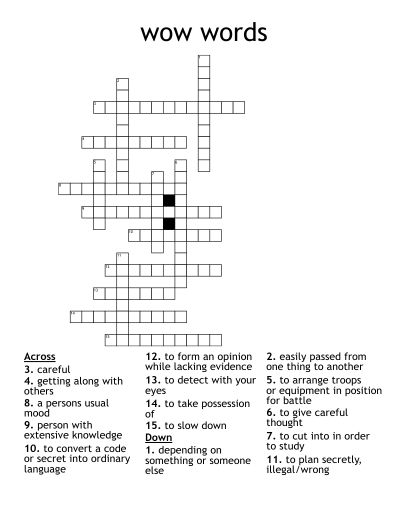 wow words Crossword
