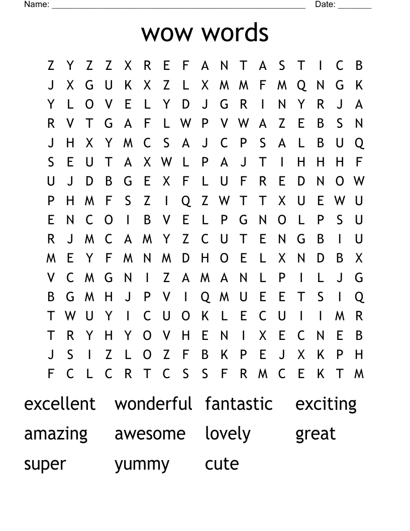 wow words Word Search