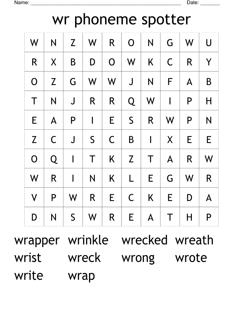 wr phoneme spotter Word Search