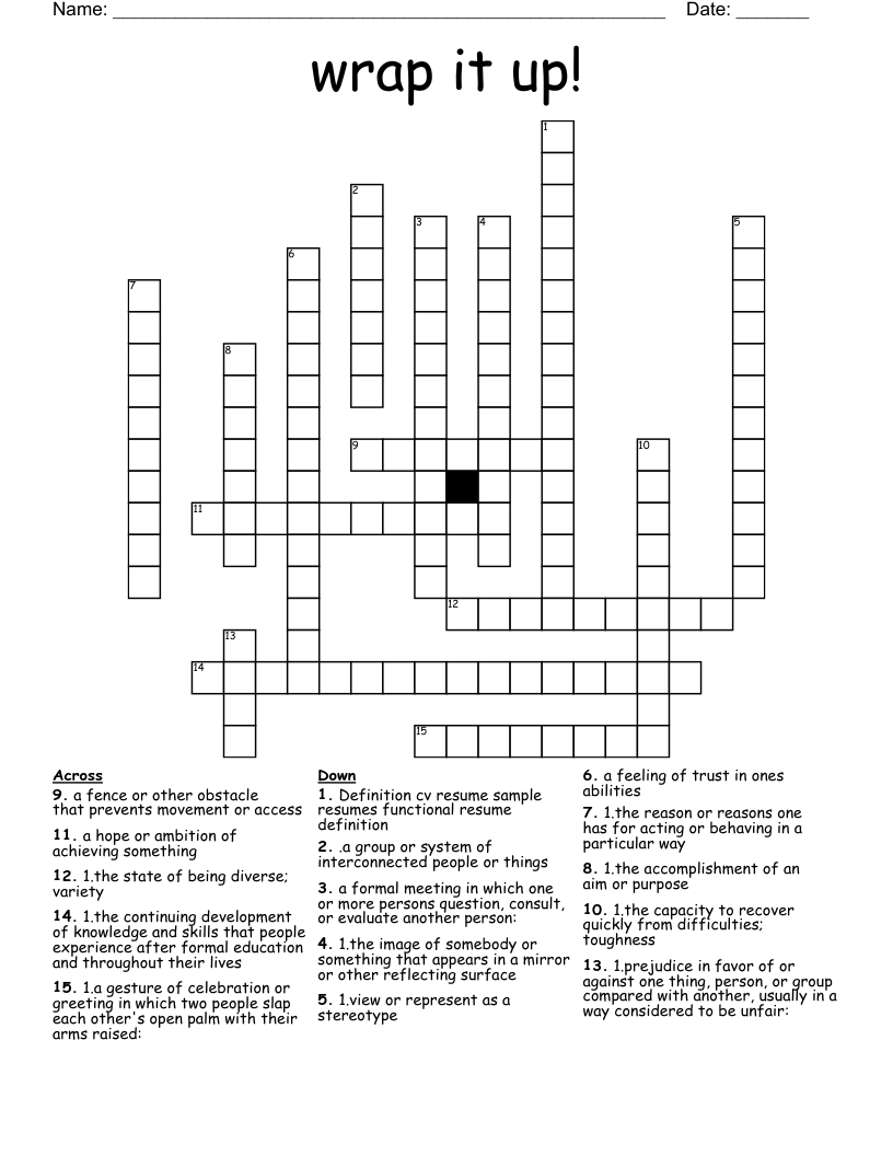 wrap it up! Crossword