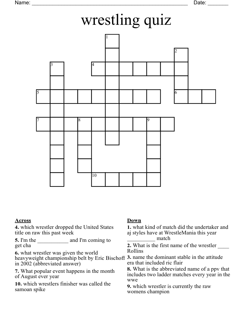 wrestling quiz Crossword