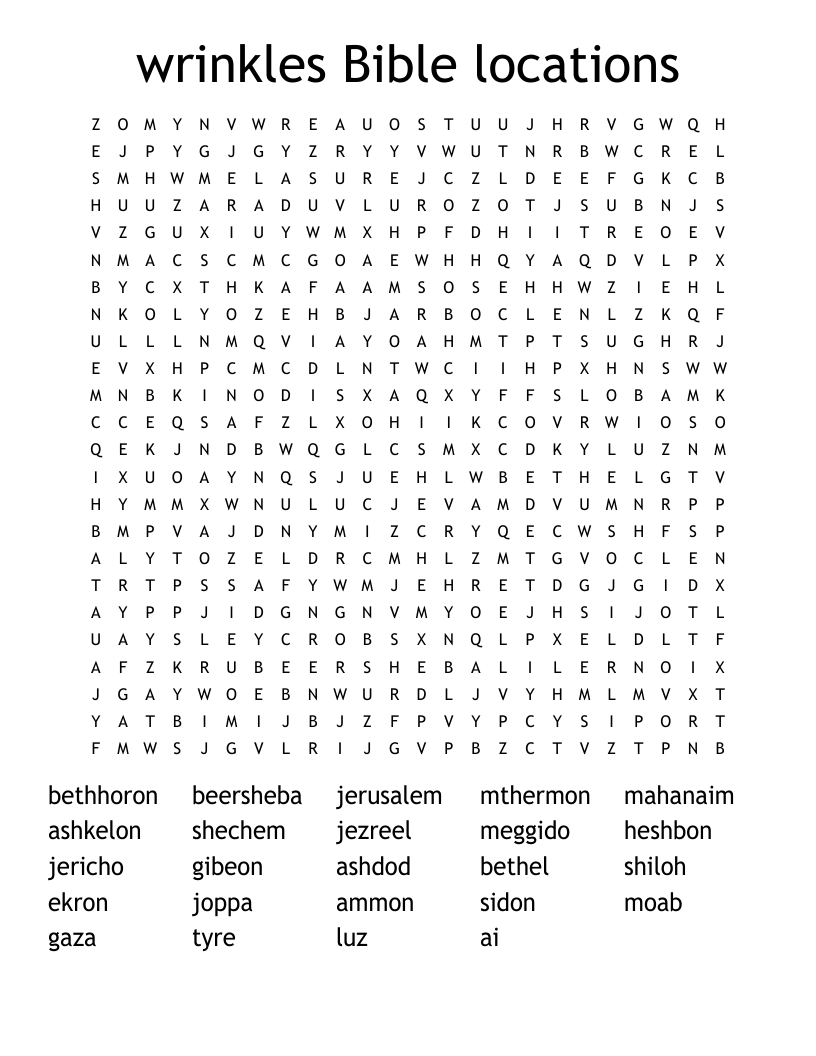 wrinkles Bible locations Word Search