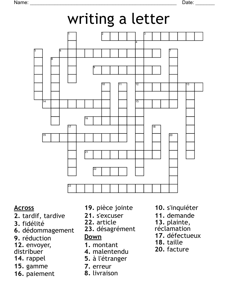 writing a letter Crossword