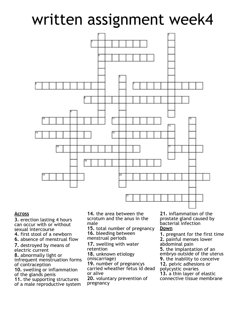 written assignment week4 Crossword