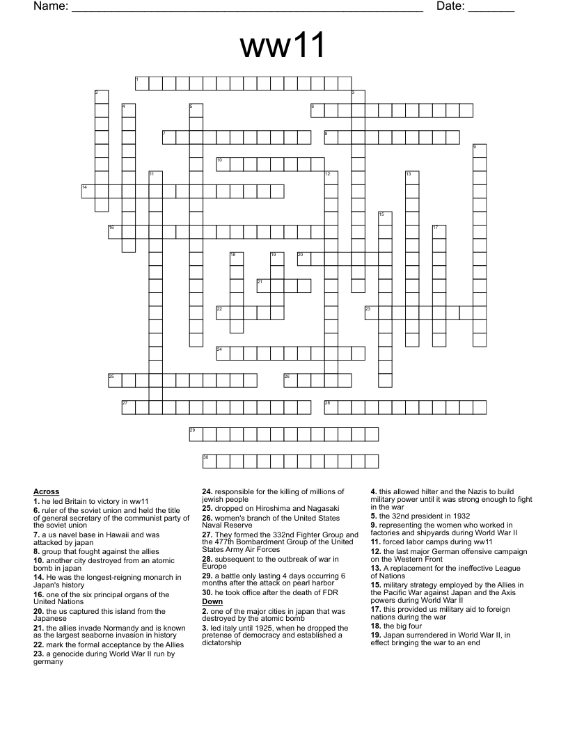 ww11 Crossword