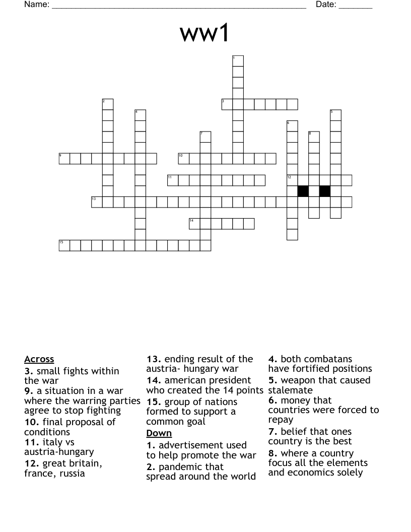 ww1 Crossword
