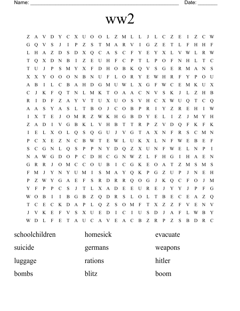 ww2 Word Search