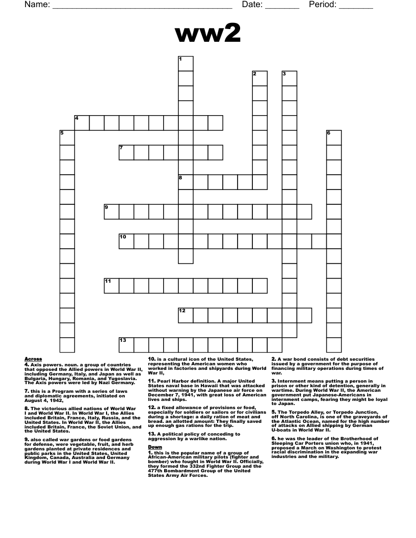 ww2 Crossword