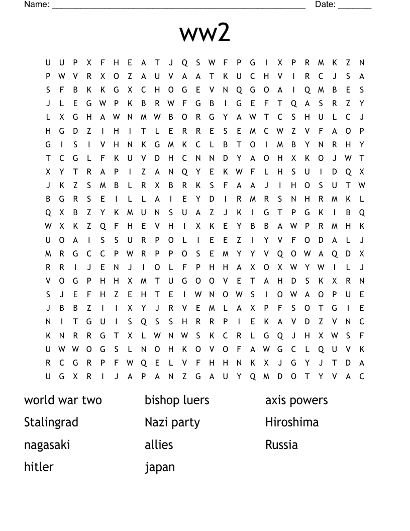 ww2  Word Search
