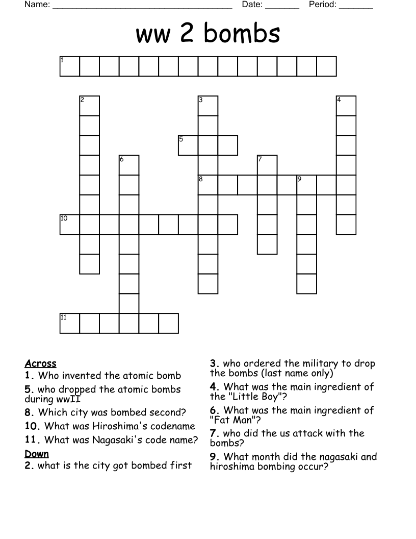 ww 2 bombs  Crossword