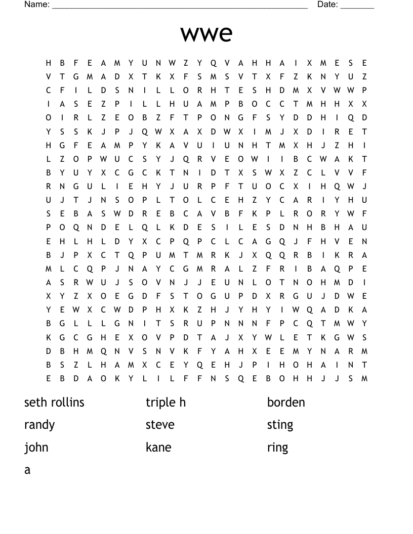 wwe Word Search