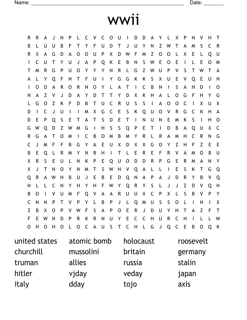 wwii Word Search