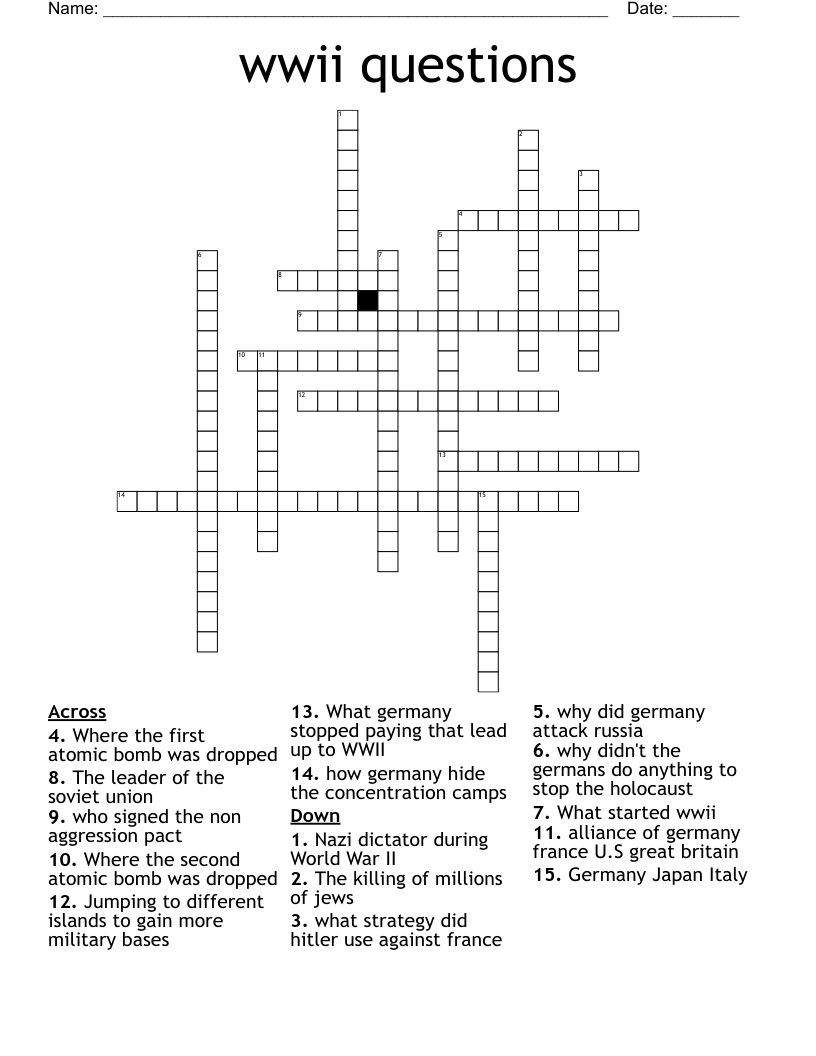 wwii questions Crossword