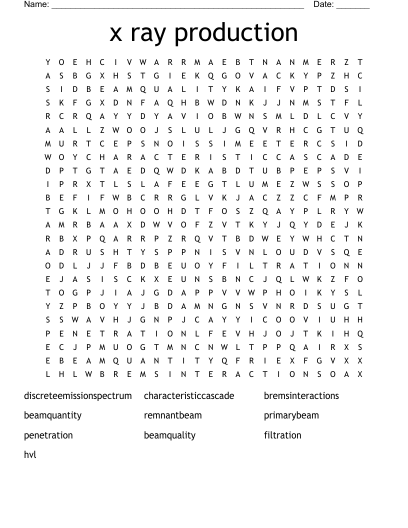 x ray production Word Search