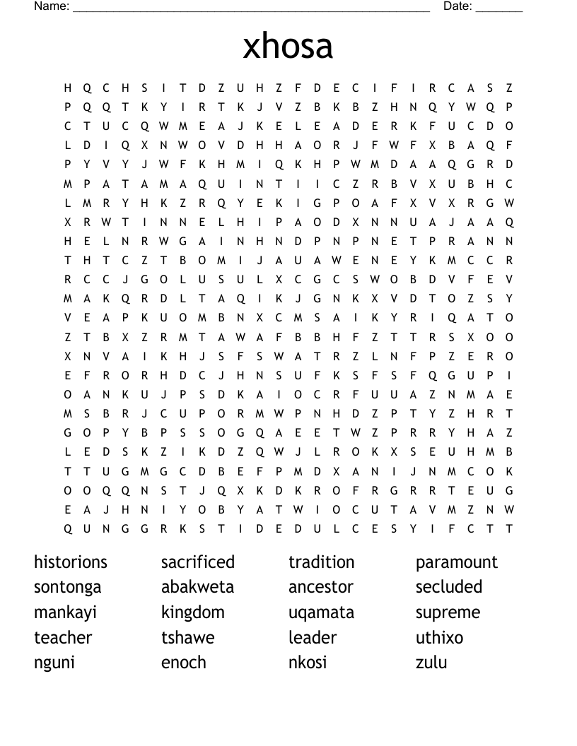 xhosa Word Search