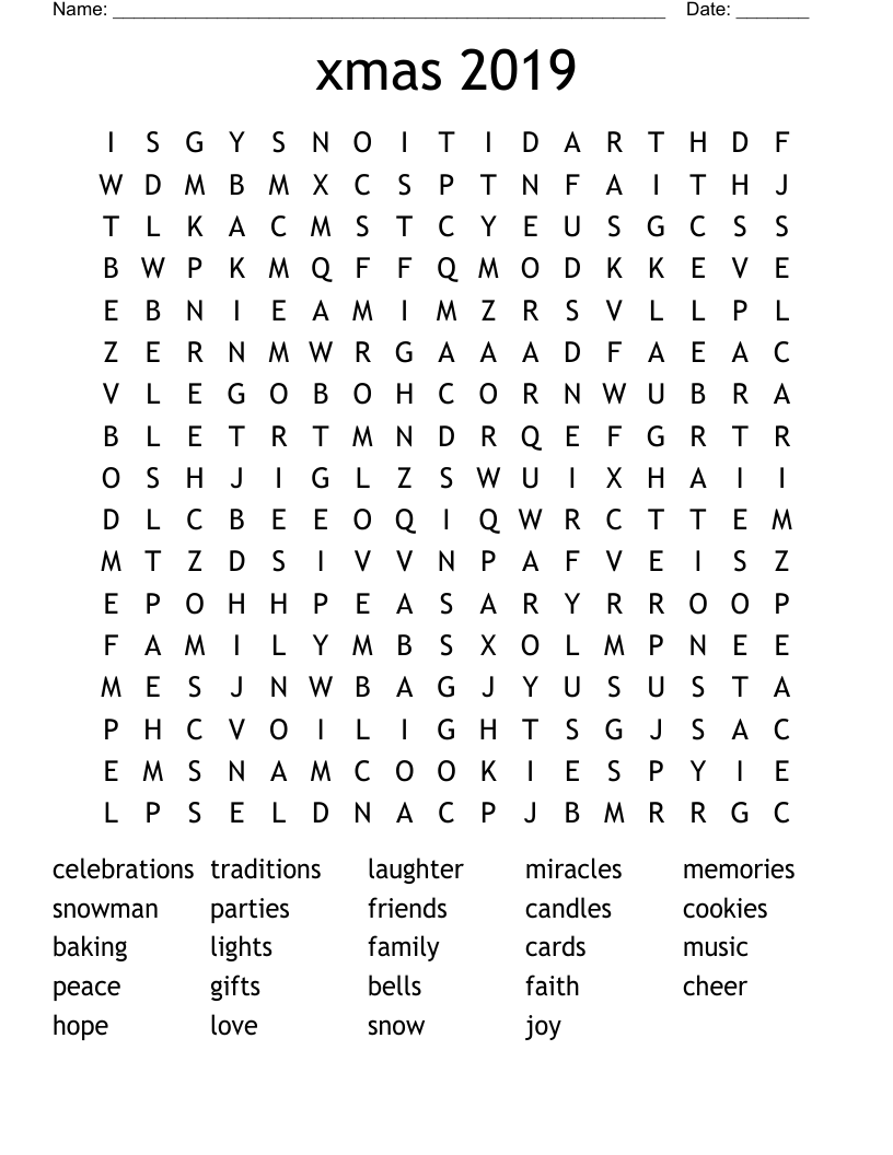 xmas 2019 Word Search