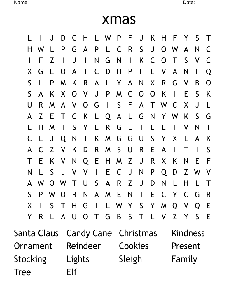 xmas Word Search