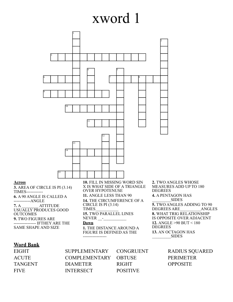 xword 1 Crossword