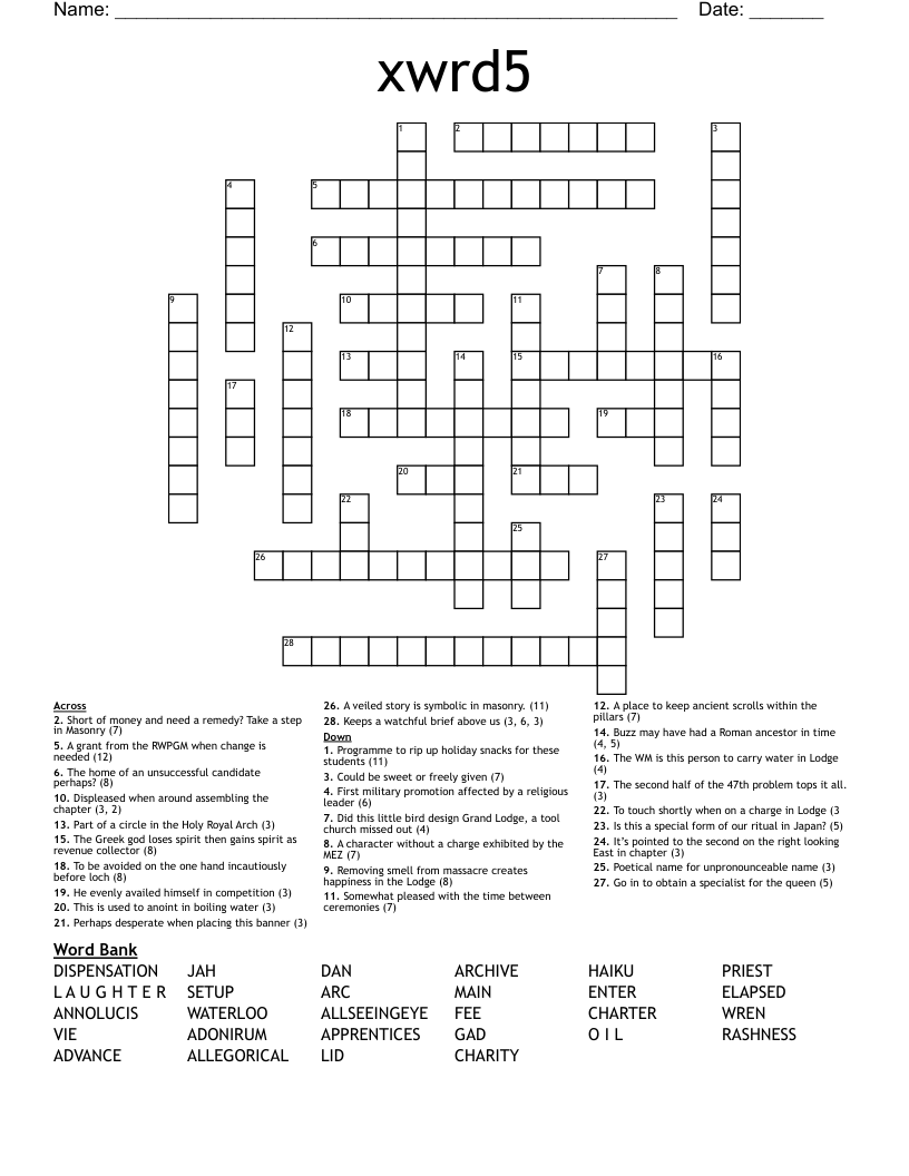 xwrd5 Crossword