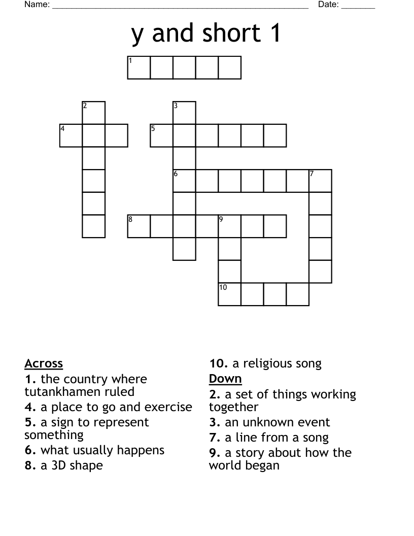 y and short 1  Crossword