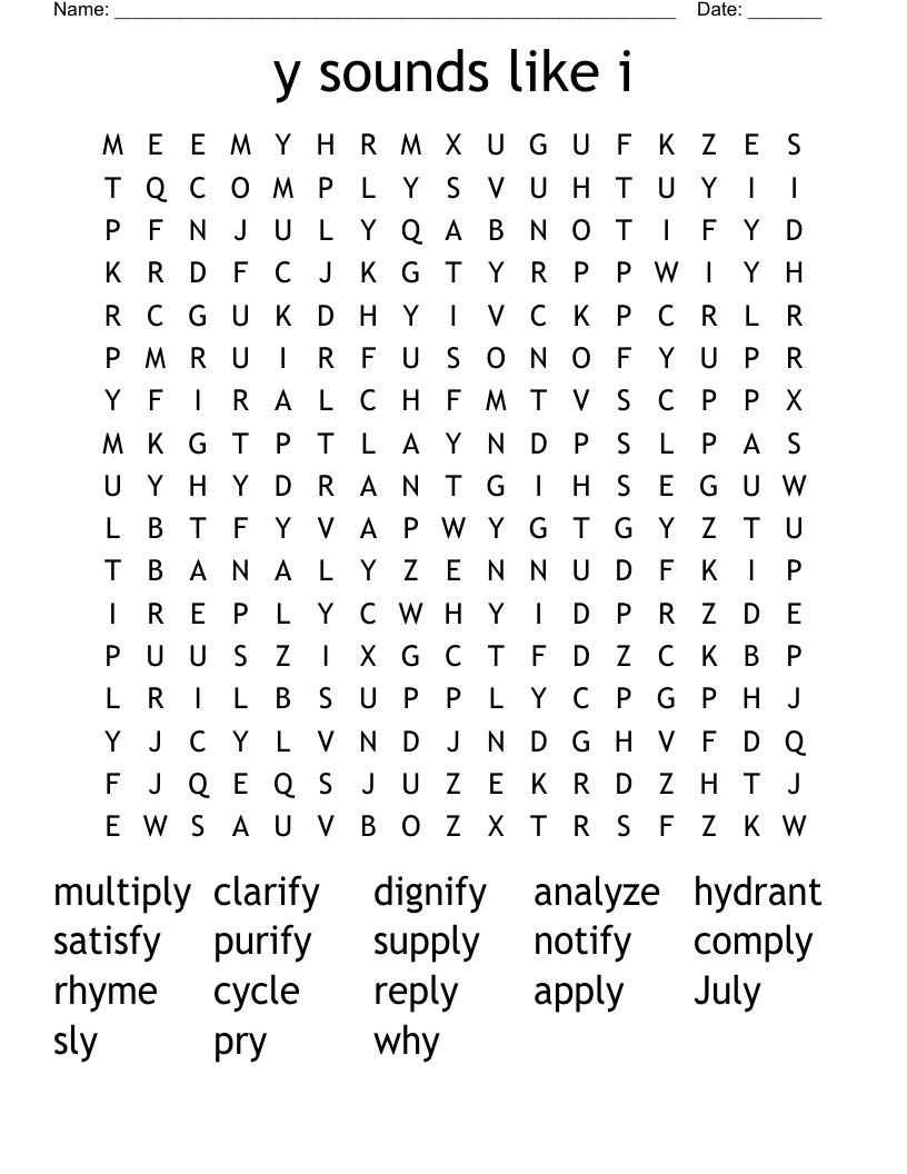 y sounds like i Word Search