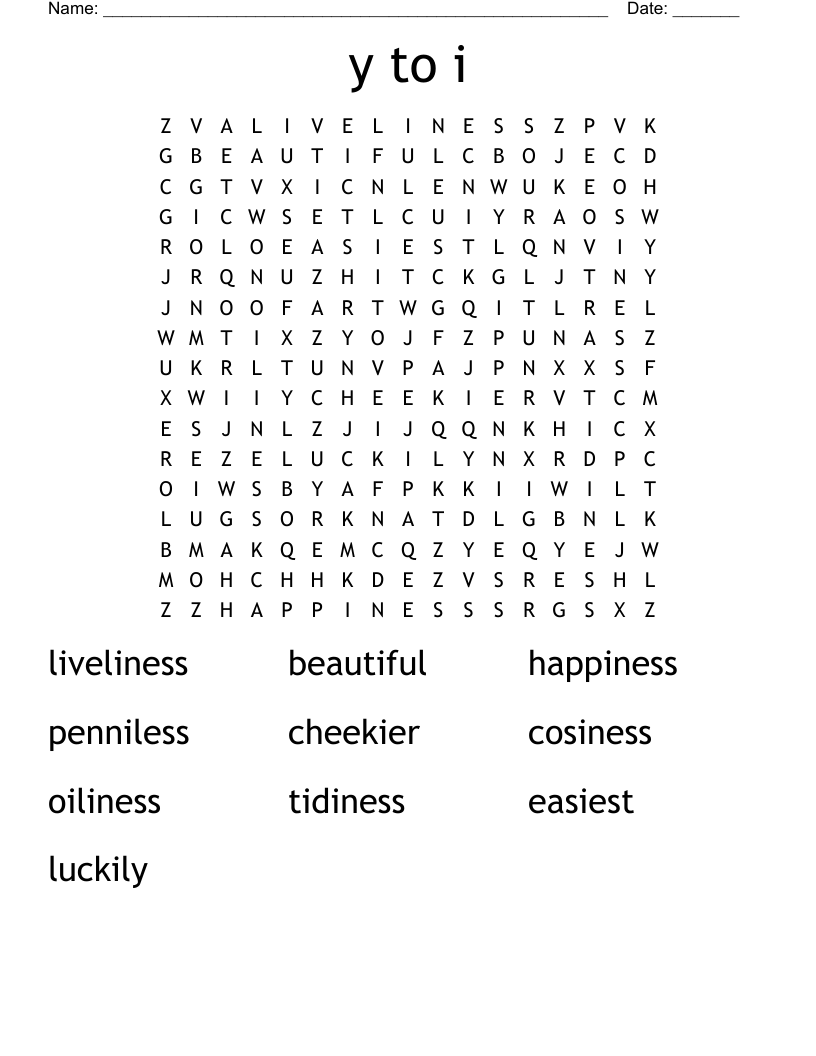 y to i Word Search