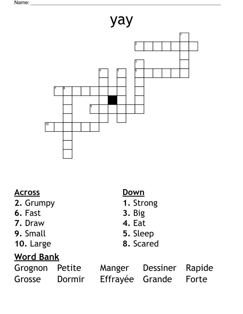 yay Crossword